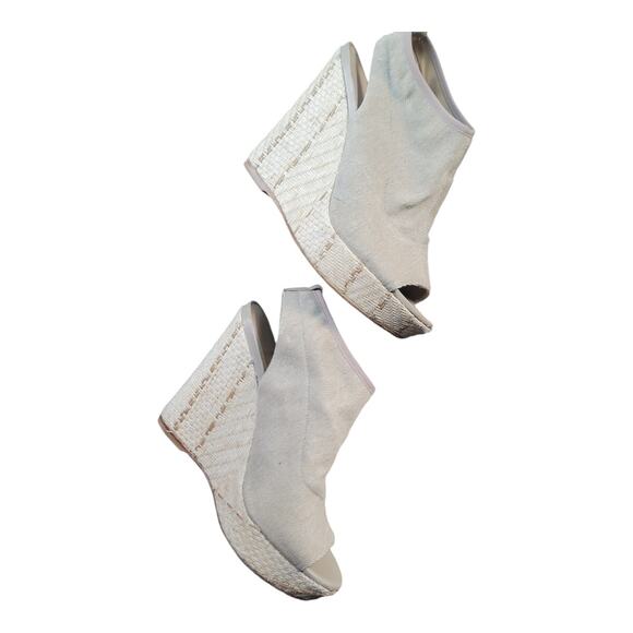 Stuart Weitzman Glover Stretch Espadrille Wedge Sandals Women's Size‎ 7 US Beige - Picture 3 of 8